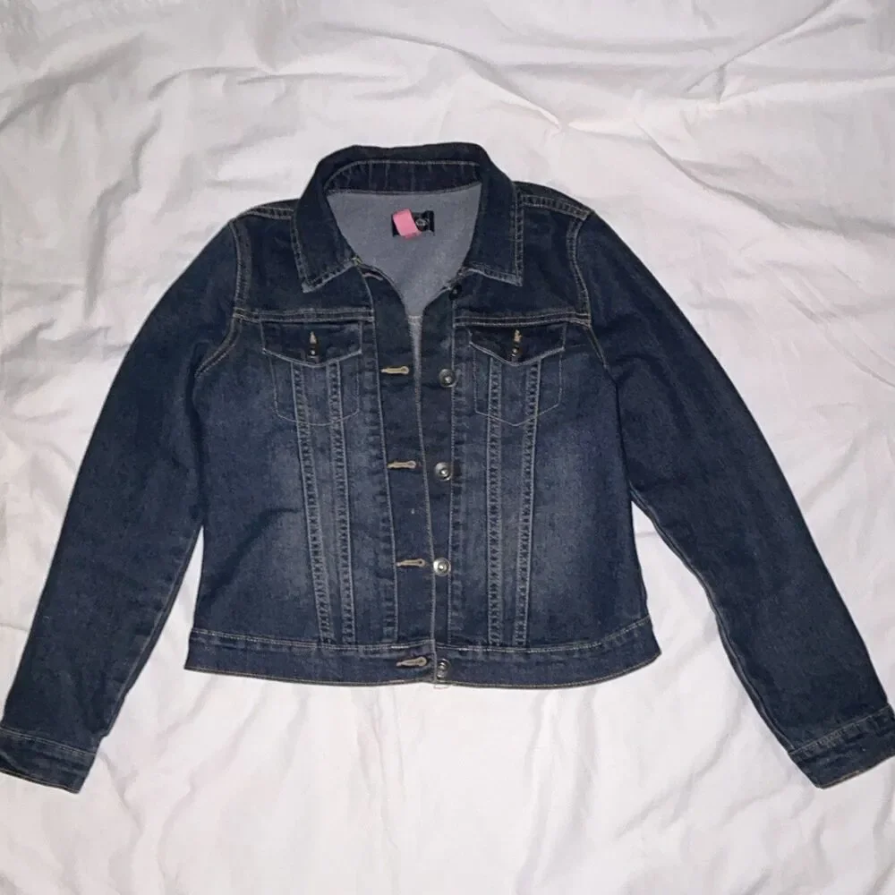The Children's Place Girls Blue Denim Jacket Button Front Pockets Size 10/12